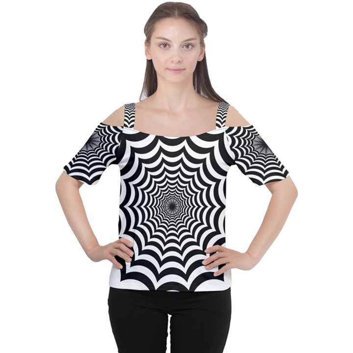 Spider Web Hypnotic Cutout Shoulder Tee