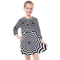 Spider Web Hypnotic Kids  Quarter Sleeve Shirt Dress by Amaryn4rt
