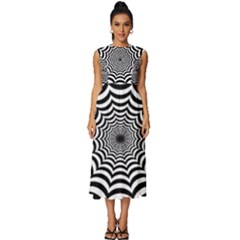 Spider Web Hypnotic Sleeveless Round Neck Midi Dress