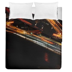Highway Night Lighthouse Car Fast Duvet Cover Double Side (queen Size)
