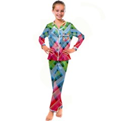 Graphics Colorful Colors Wallpaper Graphic Design Kids  Satin Long Sleeve Pajamas Set