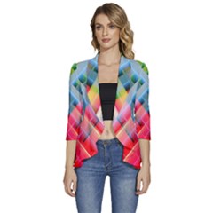 Graphics Colorful Colors Wallpaper Graphic Design Women s 3/4 Sleeve Ruffle Edge Open Front Jacket by Amaryn4rt