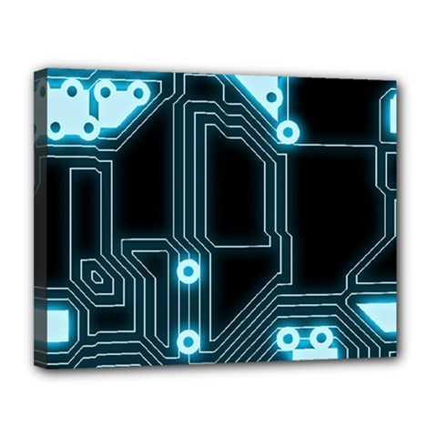 A Completely Seamless Background Design Circuitry Canvas 14  X 11  (stretched) by Amaryn4rt