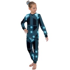 A Completely Seamless Background Design Circuitry Kids  Long Sleeve Set  by Amaryn4rt