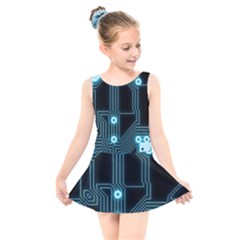 A Completely Seamless Background Design Circuitry Kids  Skater Dress Swimsuit by Amaryn4rt