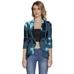 A Completely Seamless Background Design Circuitry Women s 3/4 Sleeve Ruffle Edge Open Front Jacket by Amaryn4rt