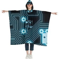 A Completely Seamless Background Design Circuitry Women s Hooded Rain Ponchos