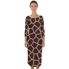 Giraffe Animal Print Skin Fur Quarter Sleeve Midi Bodycon Dress by Amaryn4rt