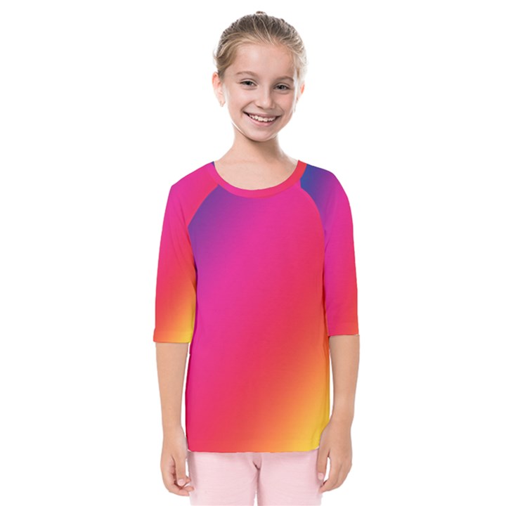 Rainbow Colors Kids  Quarter Sleeve Raglan Tee