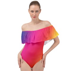 Rainbow Colors Off Shoulder Velour Bodysuit  by Amaryn4rt