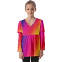 Rainbow Colors Kids  V Neck Casual Top View1
