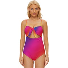 Rainbow Colors Knot Front One-piece Swimsuit by Amaryn4rt