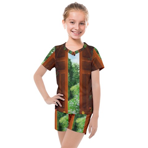 Beautiful World Entry Door Fantasy Kids  Mesh Tee And Shorts Set by Amaryn4rt