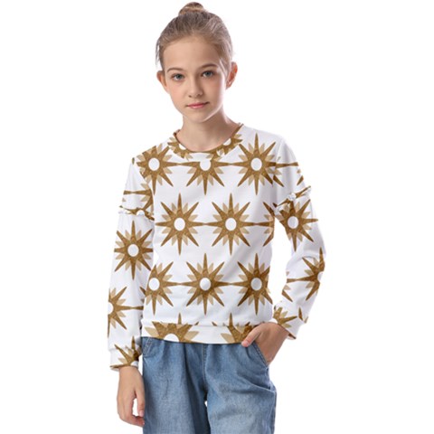 Seamless Repeating Tiling Tileable Kids  Long Sleeve Tee With Frill  by Amaryn4rt