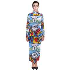 Seamless Repeating Tiling Tileable Turtleneck Maxi Dress