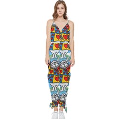 Seamless Repeating Tiling Tileable Sleeveless Tie Ankle Chiffon Jumpsuit