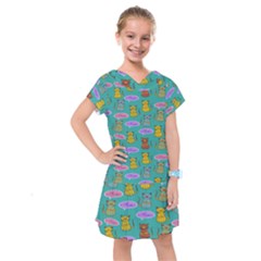 Meow Cat Pattern Kids  Drop Waist Dress by Amaryn4rt