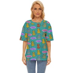 Meow Cat Pattern Oversized Basic Tee by Amaryn4rt