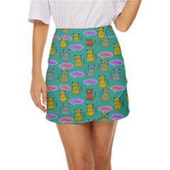 Meow Cat Pattern Mini Front Wrap Skirt by Amaryn4rt