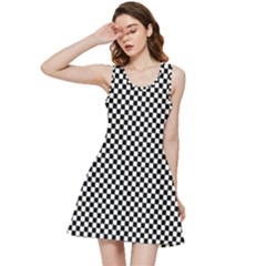 Black And White Checkerboard Background Board Checker Inside Out Racerback Dress by Amaryn4rt