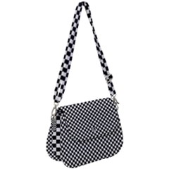 Black And White Checkerboard Background Board Checker Saddle Handbag