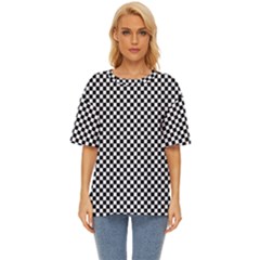 Black And White Checkerboard Background Board Checker Oversized Basic Tee by Amaryn4rt