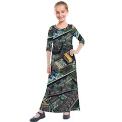 Computer Ram Tech - Kids  Quarter Sleeve Maxi Dress by Amaryn4rt