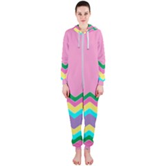 Easter Chevron Pattern Stripes Hooded Jumpsuit (ladies)