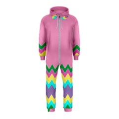 Easter Chevron Pattern Stripes Hooded Jumpsuit (kids)