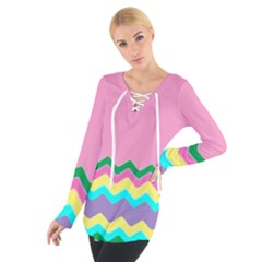 Easter Chevron Pattern Stripes Tie Up Tee