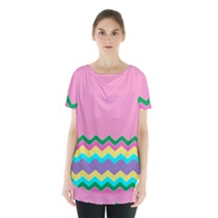 Easter Chevron Pattern Stripes Skirt Hem Sports Top by Amaryn4rt