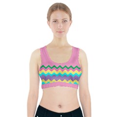 Easter Chevron Pattern Stripes Sports Bra With Pocket