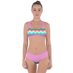 Easter Chevron Pattern Stripes Criss Cross Bikini Set by Amaryn4rt