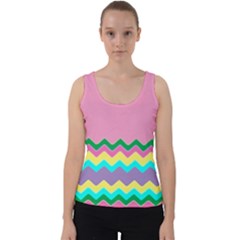 Easter Chevron Pattern Stripes Velvet Tank Top