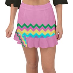 Easter Chevron Pattern Stripes Fishtail Mini Chiffon Skirt by Amaryn4rt