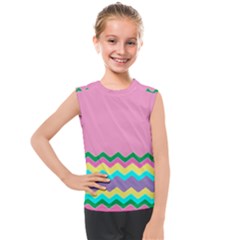 Easter Chevron Pattern Stripes Kids  Mesh Tank Top