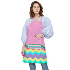 Easter Chevron Pattern Stripes Pocket Apron by Amaryn4rt