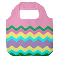 Easter Chevron Pattern Stripes Premium Foldable Grocery Recycle Bag