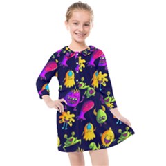 Space Patterns Kids  Quarter Sleeve Shirt Dress by Amaryn4rt