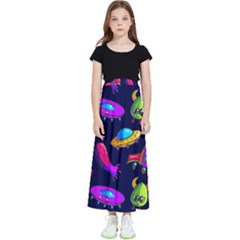 Space Pattern Kids  Flared Maxi Skirt by Amaryn4rt