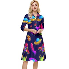 Space Pattern Classy Knee Length Dress by Amaryn4rt