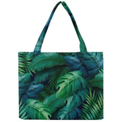 Tropical Green Leaves Background Mini Tote Bag by Amaryn4rt