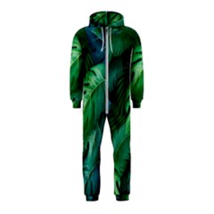 Tropical Green Leaves Background Hooded Jumpsuit (kids)