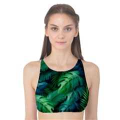 Tropical Green Leaves Background Tank Bikini Top by Amaryn4rt