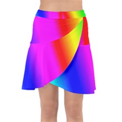 Multi Color Rainbow Background Wrap Front Skirt by Amaryn4rt