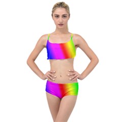 Multi Color Rainbow Background Layered Top Bikini Set by Amaryn4rt