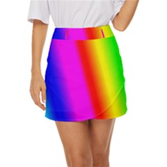 Multi Color Rainbow Background Mini Front Wrap Skirt by Amaryn4rt