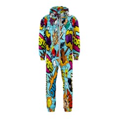Comic Elements Colorful Seamless Pattern Hooded Jumpsuit (kids)