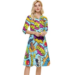 Comic Elements Colorful Seamless Pattern Classy Knee Length Dress by Amaryn4rt