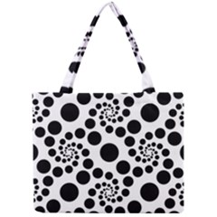 Dot Dots Round Black And White Mini Tote Bag by Amaryn4rt